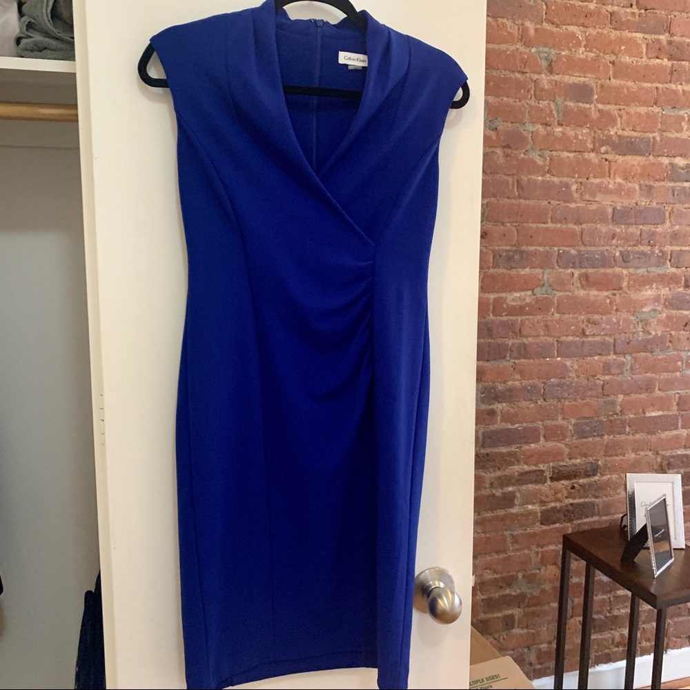 Royal blue Calvin Klein ruched sheath dress (sz 4)
